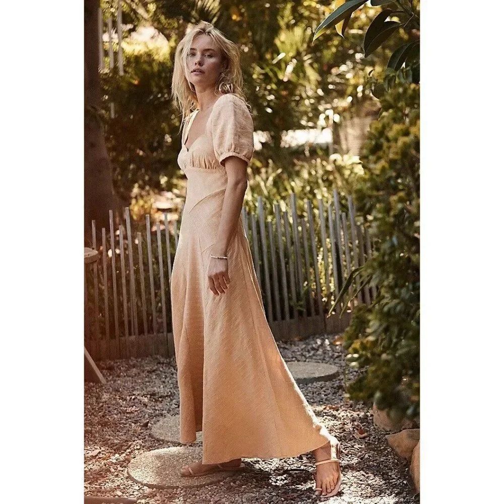 NEW FREE PEOPLE ENDLESS SUMMER Sz XS CATCH THE LIGHT MIDI DRESS WINDSWEPT LEAVES